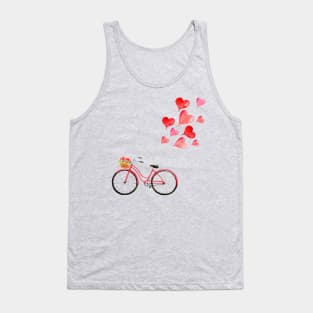 Romantic pink bicycle with heart shaped balloons Tank Top